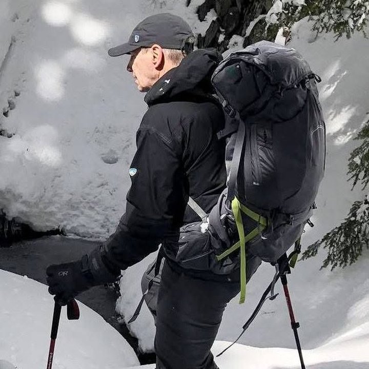 Mark Randall, SyncShepherd co-founder, on a winter trail